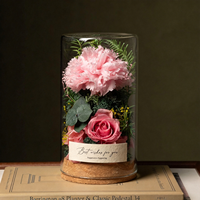 Rose séchée sous cloche en verre – Décoration élégante pour la maison, cadeau idéal pour la Saint-Valentin, la fête des enseignants, souvenir et occasions spéciales