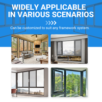 Ventana de Aluminio Gris Personalizada con Marco Curvo de 3 Paneles, Rejilla Francesa, Aislamiento Térmico y Vidrio de Ahorro Energético