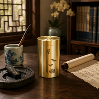 Boîte à thé personnalisable en laiton pur poli en forme de gourde, gravée CNC Mandala, pot de rangement chinois vintage, hermétique pour la maison