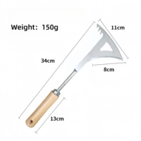 Herramienta para desherbar artefactos en forma de L, espátula de acero inoxidable para remover malas hierbas de grietas con mango de madera