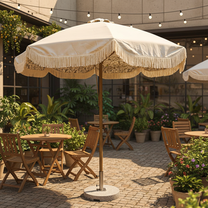 Ombrelloni da Patio Personalizzabili con Bordo Ondulato in Alluminio e Base, Impermeabili, per Esterni, Arredamento da Giardino - Product Image 1