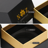 Ensemble de grands pots à bougie parfumés de luxe personnalisés, boîte d'emballage cadeau, pots à bougie noir mat avec couvercle et boîtes pour bougies