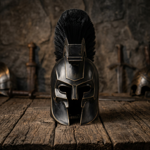Casque grec en nickel noir, armure métallique 3D complète, imitation antique, pièce d'art de collection, technique de moulage - Product Image 2