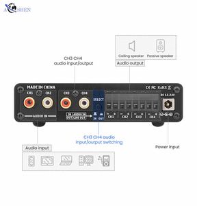 4チャンネル5.0BTサウンドアンプHiFiアンプ50Wx4ホームシアタースピーカーAmplificadorオーディオパワーアンプ