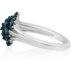 แหวนเงินแท้ 925 Jewelspaark ประดับเพชรบลูไดมอนด์ทรงกลม 0.63 กะรัต ดีไซน์รูปดอกไม้ แหวนหมั้นสำหรับผู้หญิง ไซส์ US - Product Image 2