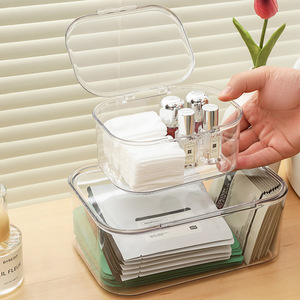 Acrylic Mask Storage Box Transparent Desktop Cosmetic Organizer With Cover Large Capacity Skincare Product Rack - Product Image 3