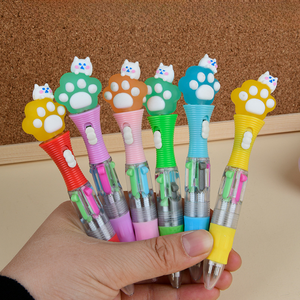 Dessin animé chat griffe haute valeur main compte stylo 6028 Type presse <span class=keywords><strong>Action</strong></span> 4 couleurs plastique multicolore encre gros papeterie - Product Image 5