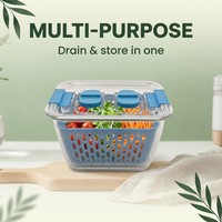 Boîte de rangement alimentaire multifonctionnelle empilable en plastique avec drain, panier ventilé, organisateur de réfrigérateur pour fruits et légumes