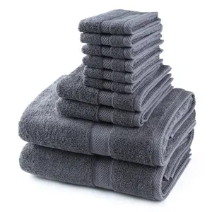 गर्म बिक्री बाथरूम लक्जरी 100% कपास मलमल खीसा स्नान तौलिया के साथ सेट
