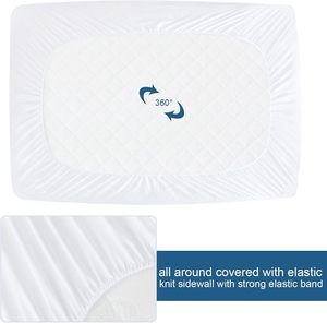 Protège-matelas ajusté imperméable et absorbant en tricot uni, taille Queen, poche profonde de 18 pouces, en tissu éponge, <span class=keywords><strong>lavable</strong></span> en machine - Product Image 6
