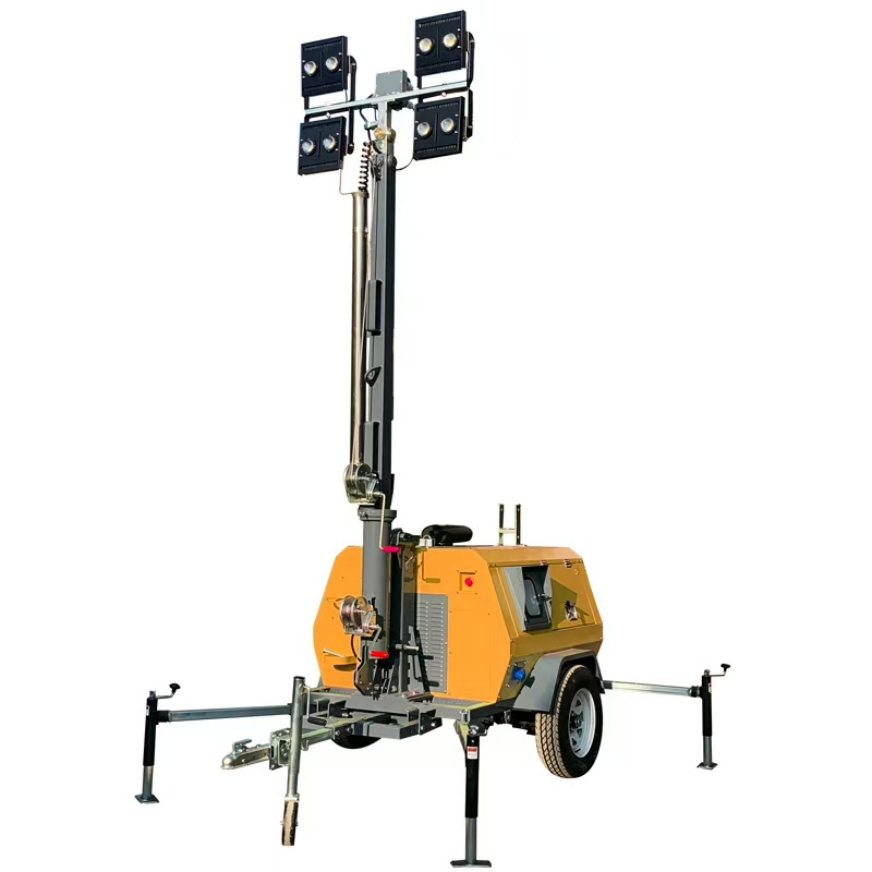 7M Diesel-Powered White LED Garden Landscape Lighting Tower with Telescopic Mast IP65 Rated 360 Beam Angle 440,000 Lumens