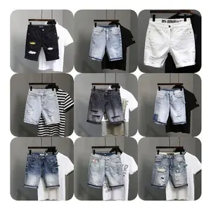 Pantalones cortos de mezclilla de verano de alta calidad para hombre, pantalones vaqueros para hombre, pantalones vaqueros jóvenes ajustados, transpirables, ligeros, diseño personalizado