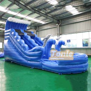 Trượt Nước Sóng Xanh Dương Trượt Cá Heo Bơm Hơi Đại Dương Có Bể Bơi Cho Trẻ Em - Product Image 4