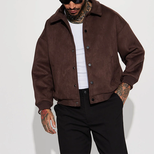 <span class=keywords><strong>Giacca</strong></span> autunnale <span class=keywords><strong>oversize</strong></span> Design personalizzato per il tempo libero produttori di abbigliamento con girocollo monopetto in finta pelle scamosciata - Product Image 2