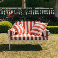 Coussin carré d'extérieur moderne à rayures rouges et blanches, grand coussin décoratif pour chaise longue de piscine