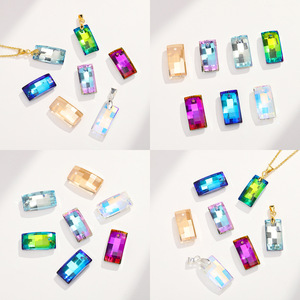Nantong Rectangular Crystal Glass <b>Beads</b> With Pendant Holes For Jewelry Making - Product Image 4