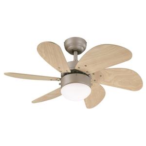 Ventilateur de plafond moderne à 6 pales en fer, à profil bas, avec éclairage à changement de couleur, télécommande, 6 vitesses, DC, pour salon et chambre à coucher, à intensité variable - Product Image 1