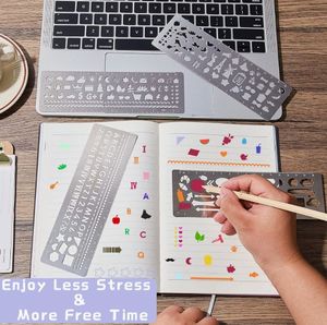 Pochoir évidé en acier inoxydable 304 - Règle de traçage multifonctionnelle pour étudiants, idéale pour le graffiti et la peinture - Product Image 2