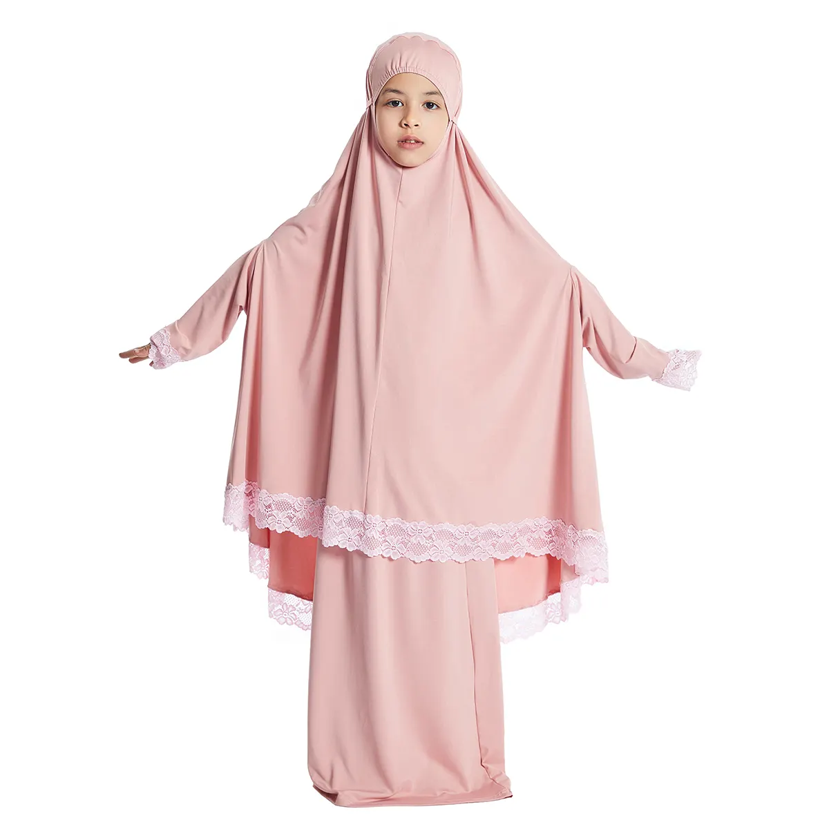 1055 Bescheidene mädchen mode kleid abaya für 9-17 jahre kinder abaya lange Ärmel röcke islamische kleidung kinderkleidung