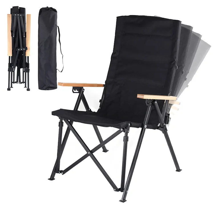 접이식 경량 금속 4 위치 조절 가능한 등받이 낚시 하이킹 캠핑 팔걸이가있는 접이식 의자