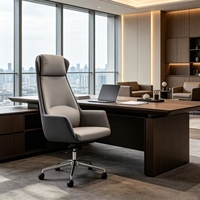 Chaise de direction ergonomique confortable à hauteur réglable en cuir PU pivotante, idéale pour le bureau à domicile et les bureaux professionnels
