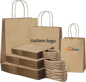 Custom promotional gift bags your own logo craft kraft food paper bag trustworthy effectively billingual no importax dinosource