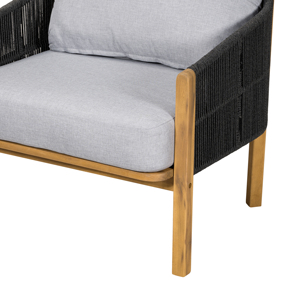 Sillón de Exterior Moderno de Madera Maciza con Cojín Impermeable y Diseño Portátil con Cuerda Gris Oscuro para Comedor y Jardín - Product Image 3