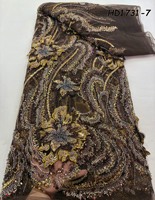 Tissu en dentelle d'organza africain avec de magnifiques broderies, paillettes nigérianes pour robes de mariée, dentelles Gittle fabriquées à la main au Nigeria