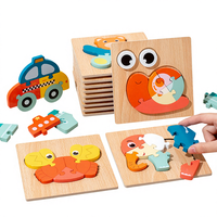 Jeux de société en bois Montessori, puzzle 3D en bois, animaux de dessin animé, cube, jeux éducatifs précoces pour enfants, bébés, jouets pour enfants, garçons, filles
