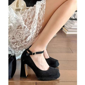 Chaussures de mariée Mary Janes françaises pour femmes, collection automne-été 2026, à talon carré, respirantes, à brides croisées, en cuir véritable, tendance mode - Product Image 2