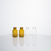 Flacon tubulaire stérile en verre borosilicate transparent ambré avec bouchon en caoutchouc et capuchons, personnalisable par sérigraphie