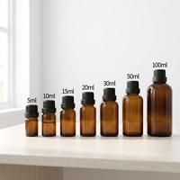 Flacon compte-gouttes d'huile essentielle en verre transparent de 10 ml pour huile essentielle d'arbre à thé, avec bouchon, vente en gros Chine