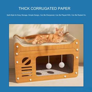 Zweischichtiges Holz Umweltfreundliches Quadratisches Katzenhaus Verschleißfestes Kratzbrett Solides Universelles Haustierbett Für Alle Jahreszeiten Nicht-Verwerfend - Product Image 3