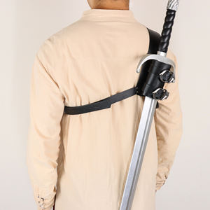 レトロソードショルダーバックシースホルダー、調節可能なウォリアーコスチューム保護ケースソードレザーバックルホルスター大人の男性用 - Product Image 3