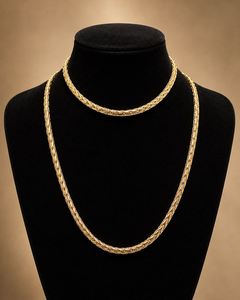 Conjunto de Joyería Clásico de Moda, Cadena Cubana y Collar Chapados en Oro de 14k para Hombre, Joyería para Boda, Compromiso y Fiesta - Product Image 3