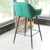 Tabourets de bar modernes de luxe en velours vert turquoise, chaise de bar rembourrée, tabouret de comptoir pour club commercial