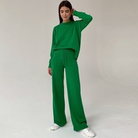 Ensemble de chandail et pantalon en tricot à col rond à manches longues de couleur unie, style automne, personnalisé OEM/ODM