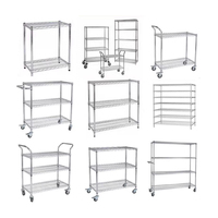 Étagère de rangement en métal pour cuisine, chariot de rangement industriel, étagères en fil chromé avec roulettes, vente en gros d'usine