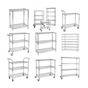 Carrito de Cocina Ajustable de Metal para Almacenamiento Industrial, Estantes de Alambre Cromados <span class=keywords><strong>con</strong></span> <span class=keywords><strong>Ruedas</strong></span>, Venta al Por Mayor de Fábrica - Product Image 5