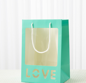 Custom Logo Printed Luxury Kraft Gift Paper <b>Bag</b> Transparent Window <b>Craft</b> Tote for Shopping Souvenirs Wedding Flowers for Candle - Product Image 4