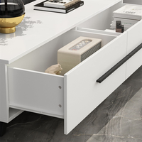 Console TV moderne, Console multimédia à longueur réglable, Center de divertissement contemporain avec tiroirs et pieds