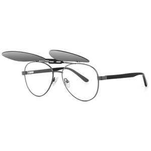 Lunettes de soleil unisexes à clipser avec monture ovale en métal, protection UV400, style aviateur à monture complète, protection solaire pour adultes - Product Image 4