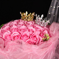 Décoration de gâteau d'anniversaire en or avec mini couronne, accessoires décoratifs pour décoration de mariage, diadème et couronne de perles
