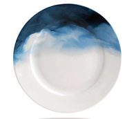 Assiettes en porcelaine de luxe en gros, motif floral, en silicone, pour restaurant et fête, qualité alimentaire, compatibles micro-ondes