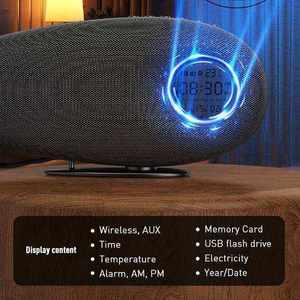 Shark Tooth Shaped Wireless <b>Clock</b> Dazzling Colorful Lights Fabric Cover Blue Tooth RGB Stereo Sound Full Featured Speaker - Product Image 4