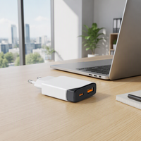 Pengisi Daya Cepat USB Type-C PD 20W Colokan EU Adaptor Dinding Ultra-Tipis untuk iPhone Samsung Galaxy S25 S24 S23 Adaptor Pengisi Daya untuk Rumah dan Perjalanan