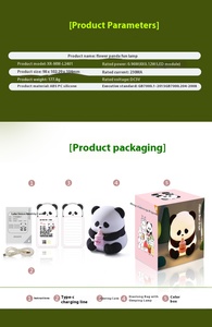 Lámpara Nocturna LED <span class=keywords><strong>de</strong></span> Silicona con Diseño <span class=keywords><strong>de</strong></span> Panda Adorable para Dormitorio, Cojín <span class=keywords><strong>de</strong></span> Flores <span class=keywords><strong>de</strong></span> Silicona ABS con Sensor <span class=keywords><strong>de</strong></span> Control - Product Image 5