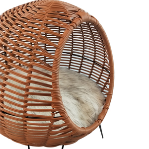 빨 수 있는 고리 버들 고양이 침대 돔 실내 고양이 애완 동물 둥지 고양이 숨기기 오두막을 돔 바구니에 등나무 애완 동물 집 - Product Image 6