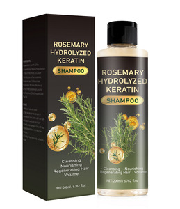 Shampoo à la kératine hydrolysée à la rosemaine 200ml, shampooing réparateur nettoyant en profondeur, emballage neutre - Product Image 1
