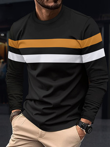 Camicia da uomo autunno e inverno girocollo a maniche lunghe con colori abbinati Pullover t-Shirt da uomo a maniche lunghe a maniche lunghe - Product Image 5